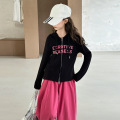 女童春秋套装新款儿童两件套女中大童秋季韩系休闲卫衣阔腿裤 140cm 黑色开衫