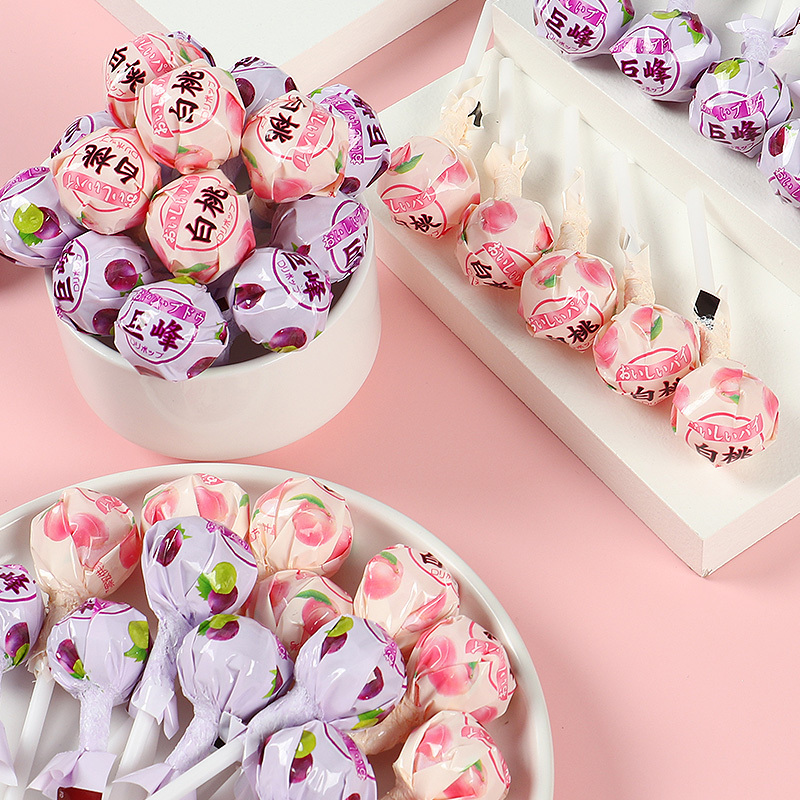 珍友丽 白桃+葡萄棒棒糖 500g(约62支)网红糖果儿童小零食喜糖囤货批发高清大图