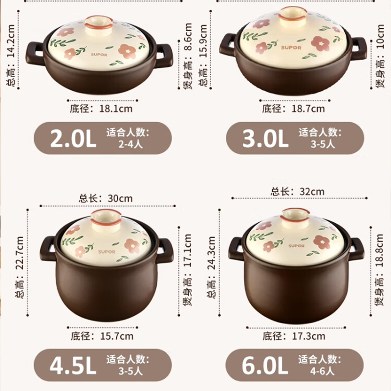 苏泊尔陶瓷煲TB30A3 容量3.0L高清大图