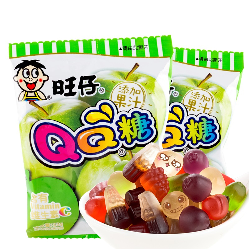 旺仔qq糖20g青苹果味旺旺零食品果汁软糖儿童橡皮糖休闲零食童年回忆