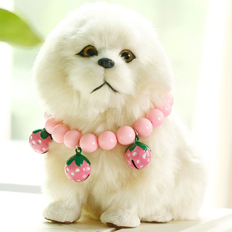 白色双铃铛项链s小型2025cm狗狗双铃铛项链精致珍珠狗狗项链宠物项链