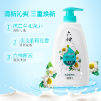 六神清新沁爽沐浴露(杭白菊+茉莉)1L 草本不滑腻