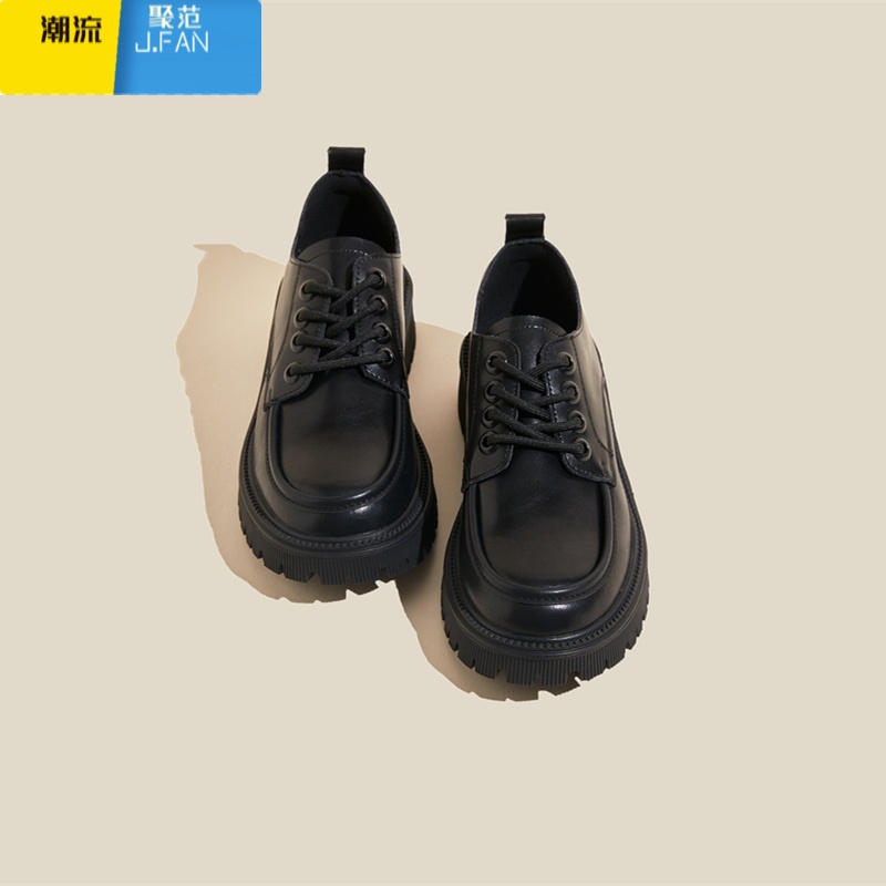 聚范小皮鞋女款英伦风2024新款夏季夏天jk配裙子乐福鞋百搭厚底女鞋子 黑色哑光单里 35