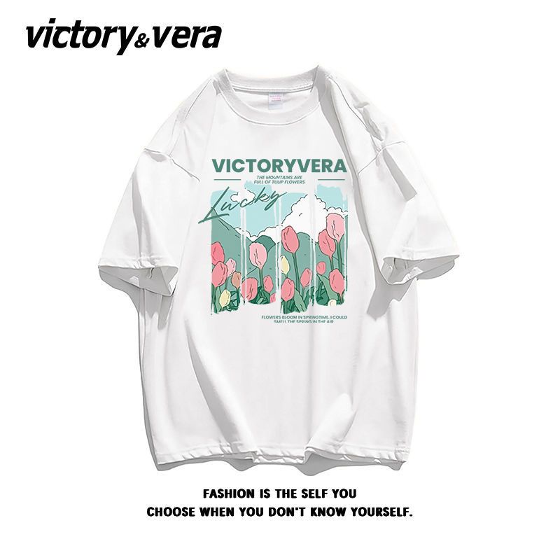 VICTORYVERA郁金香短袖盐系清新T恤女夏季ins纯棉宽松半袖上衣服