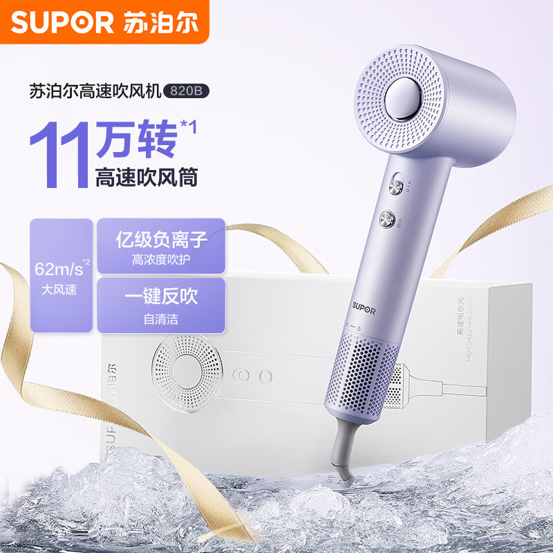苏泊尔(SUPOR)ZMD安心系列 11万转高速负离子电吹风香芋冷紫吹风机 EHDH-H820B高清大图