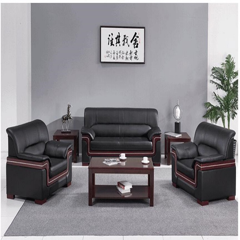 心业牛皮扶手办公沙发XY-SF5J五件套 此产品单件不出售批量请联系客服(仅在线下销售,仅供安徽政府部门批量采购)高清大图