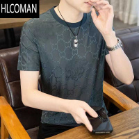 HLCOMAN中国风冰丝短袖T恤男夏季国潮圆领半袖薄款速干男士上衣运动体款 3XL建议135-150斤 绿色611