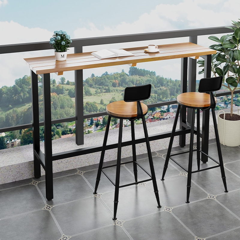古达定制美式户外吧台桌阳台木质靠窗高脚桌椅家用室外酒吧桌椅组合