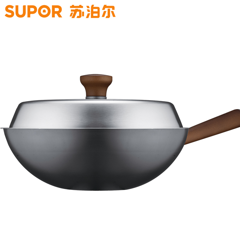 苏泊尔(SUPOR)芯铁炒锅30cm真不锈无涂层健康铁锅物理不粘锅燃气灶炒菜锅CC30AA2高清大图