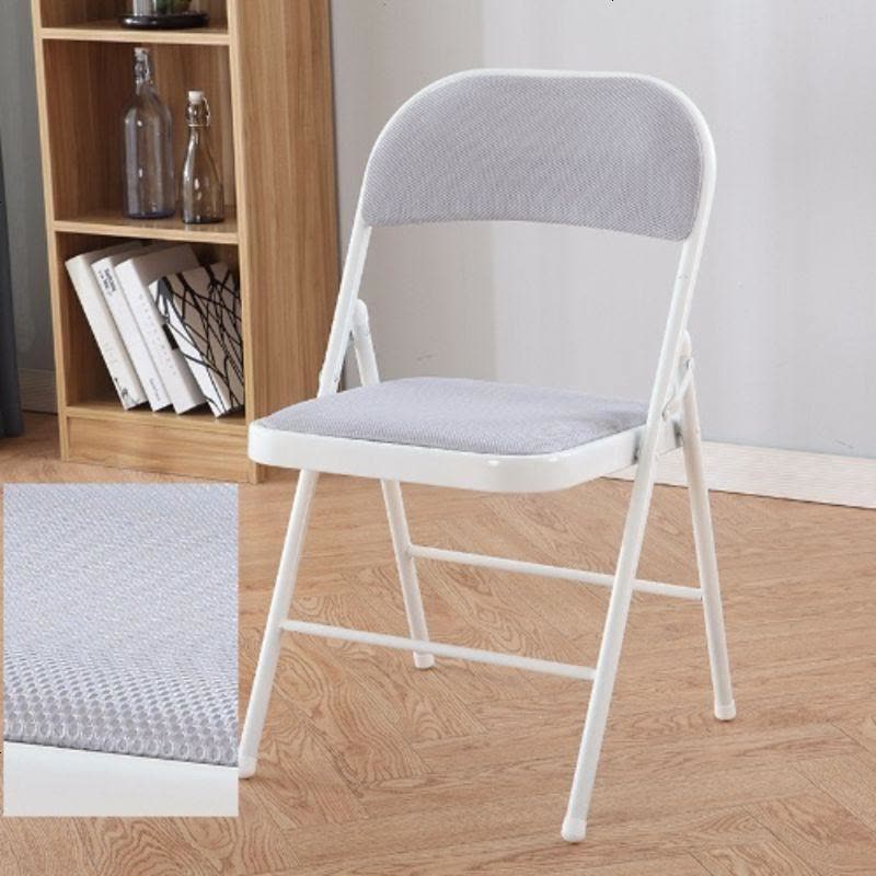 折叠椅家用靠背椅宿舍电脑椅现代简约餐椅培训会议办公椅儿童椅子 清凉透气网布面款白腿灰面图片
