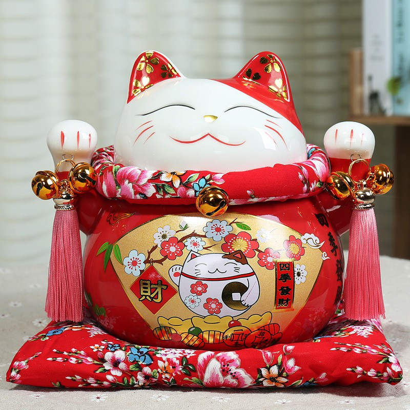 猫存钱罐不可取储蓄罐成人抖音实用可爱陶瓷创意只进不出储钱 三维工匠 生意兴隆(7寸)可存可取