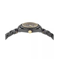 范思哲(Versace)瑞士石英腕表女款小码黑陶瓷表带蓝宝石表盘防水防刮时尚商务手表