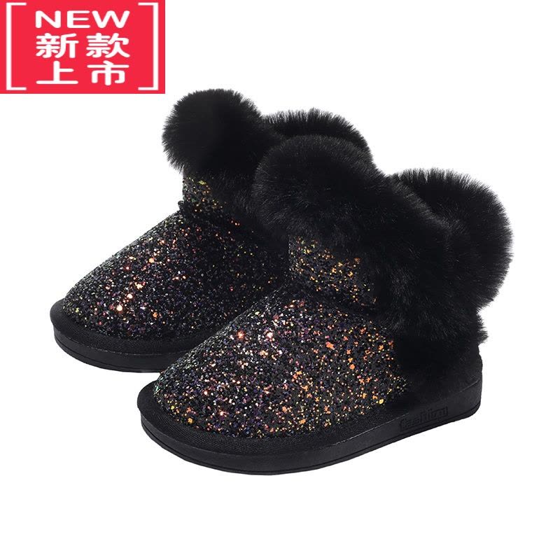 可莉允儿童雪地靴2022秋冬季新款女童防滑保暖加绒加厚棉靴短靴公主鞋子图片