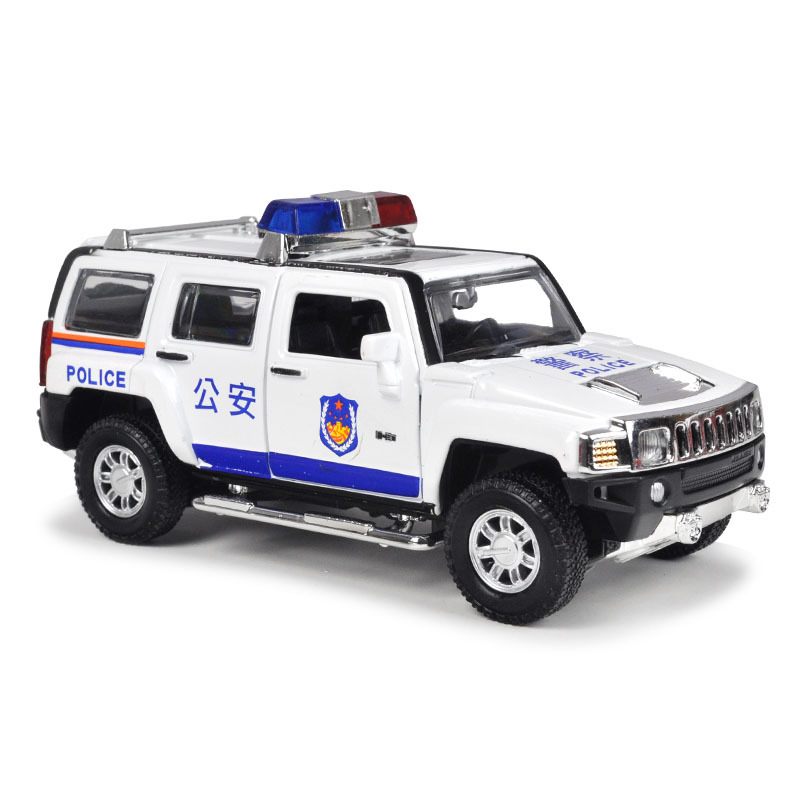 仿真合金警车消防车小汽车模型儿童玩具车特警回力车套装声光语音加长