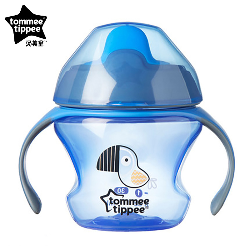 汤美星(Tommee Tippee)00552 初级鸭嘴杯蓝色 宝宝学饮杯带可拆卸手柄方便清洗不含双酚A