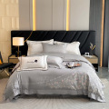 轻奢风60支长绒棉被套四件套全棉纯棉床单被罩床笠高端床上用品 1.5床床单款（被套200*230）四件套 格调高级灰