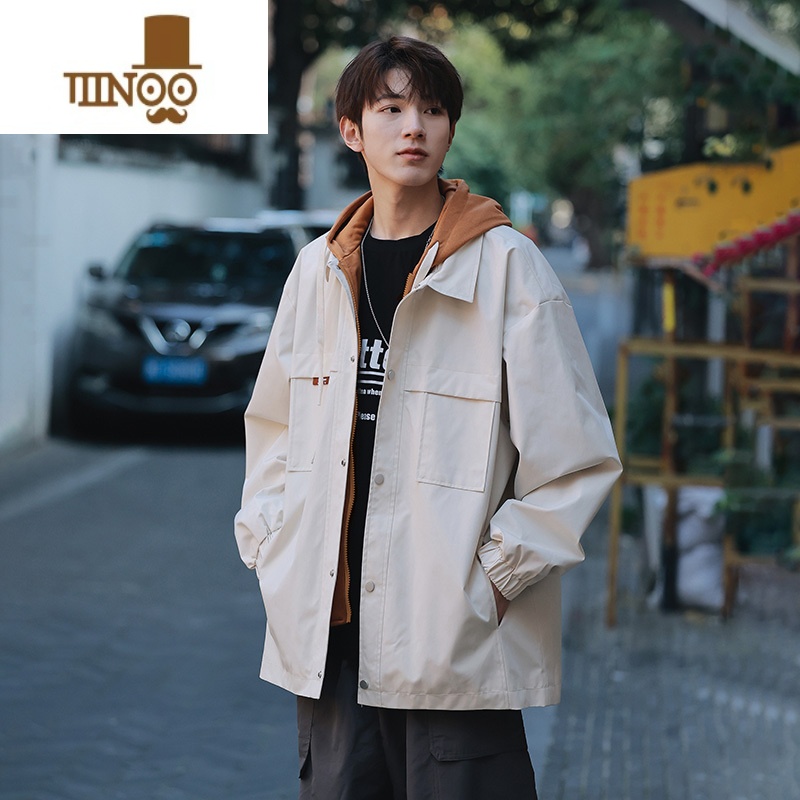 YANXU外套男风衣式男生2023新款秋装假冲锋衣休闲男女款夹克高清大图