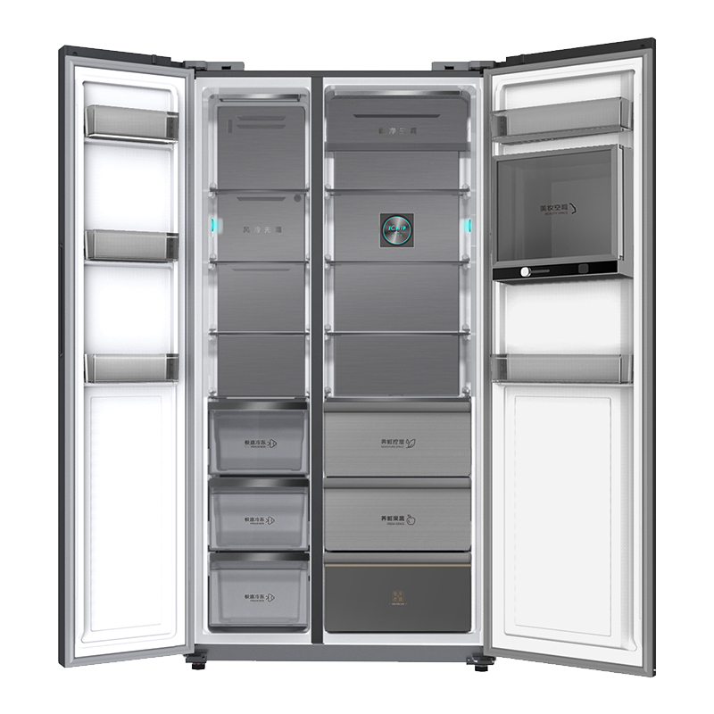 美菱bcd632wupbt升家用双变频风冷无霜双对开门大容量电冰箱钢化玻璃
