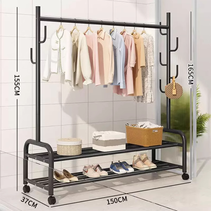悦兴诚落地衣架 双层150*37*165cm个高清大图
