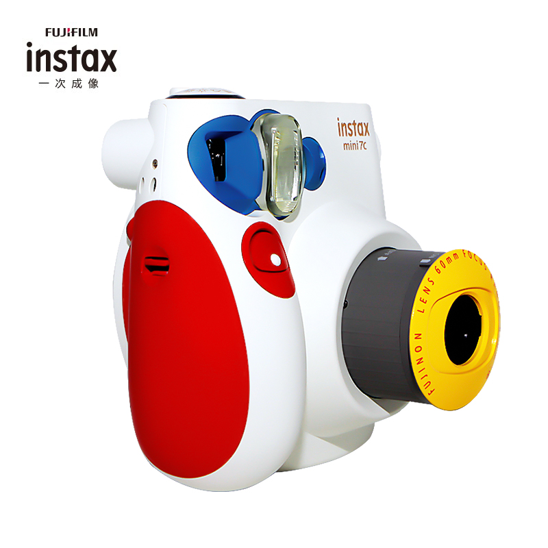 富士(FUJIFILM)INSTAX 立拍立得 一次成像胶片相机 入门款 mini7c 三原色 套餐三(含50张相纸)高清大图