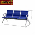 锦北多人机场椅PU候诊椅聚氨酯连排休息椅自结皮医院等候椅三人位蓝色