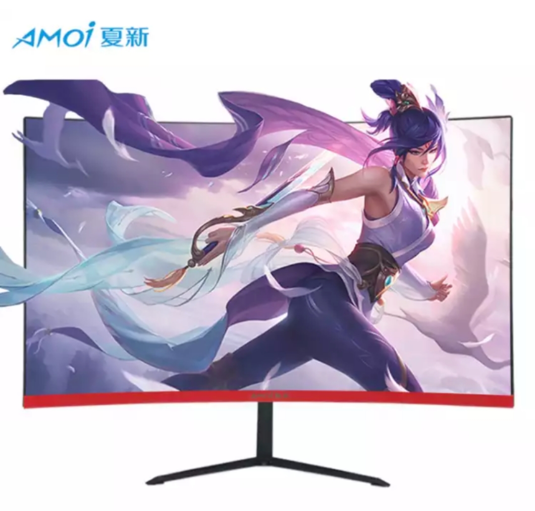 夏新amoi 21.5英寸直面黑色电脑显示器游戏办公家用电脑显示屏高清屏