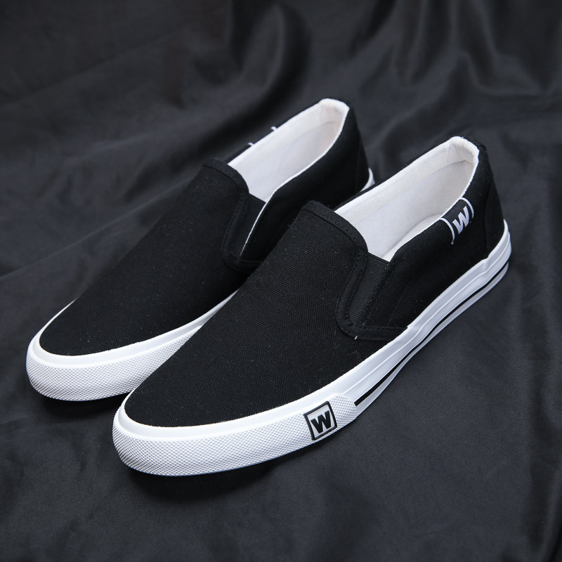 苏芈老北京布鞋男款新款一脚蹬黑色帆布鞋男士休闲板鞋透气平底鞋子男