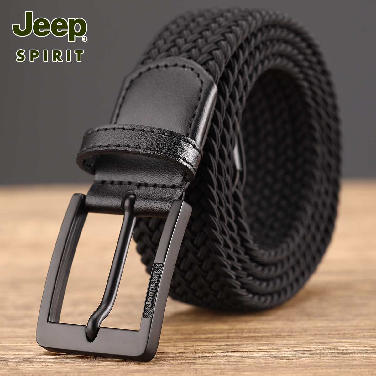Jeep吉普战术弹力编织免打孔军训腰带男女潮弹性休闲帆布皮带腰女高清大图
