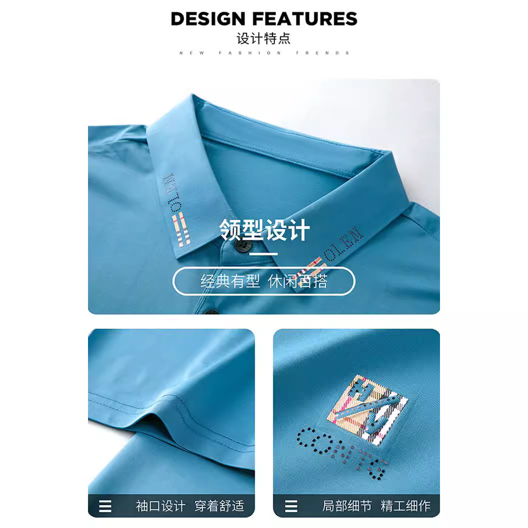 夏季新款短袖t恤男韩版翻领polo衫简约休闲宽松中年男装纯色T高清大图