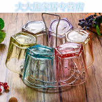 加厚耐热家用透明玻璃杯套装水杯子泡茶牛奶开水果汁杯水具送杯架
