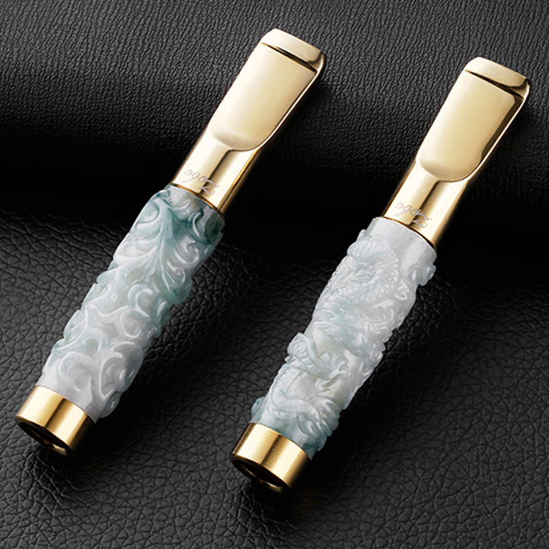 zobo正牌烟嘴雕刻天然玉石滤循环型过滤烟嘴可清洗过滤器净烟器烟具