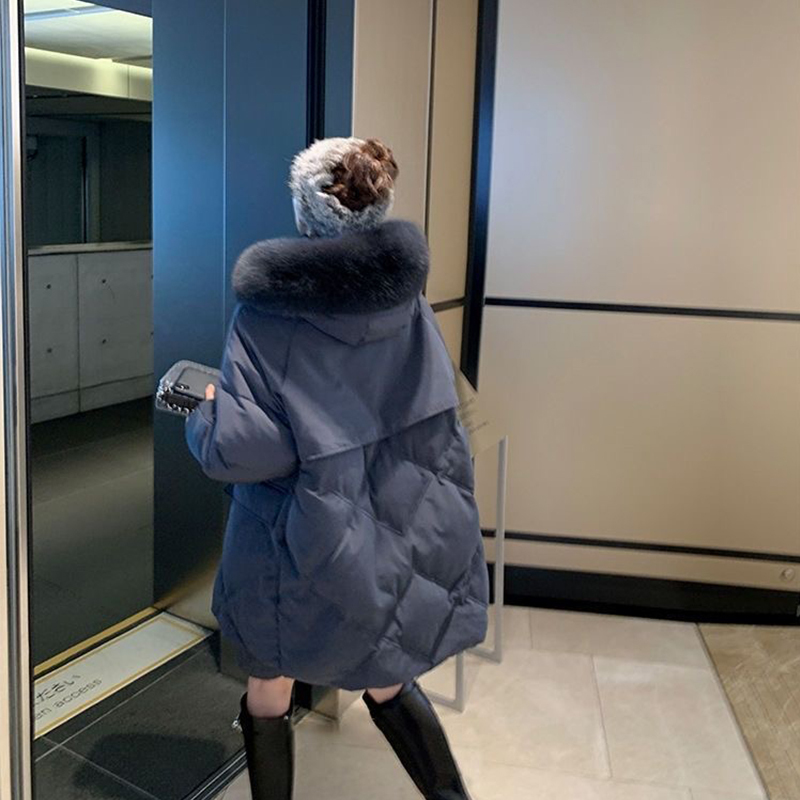 羽绒服女中长款韩版加厚大毛领过膝冬OUJIE05