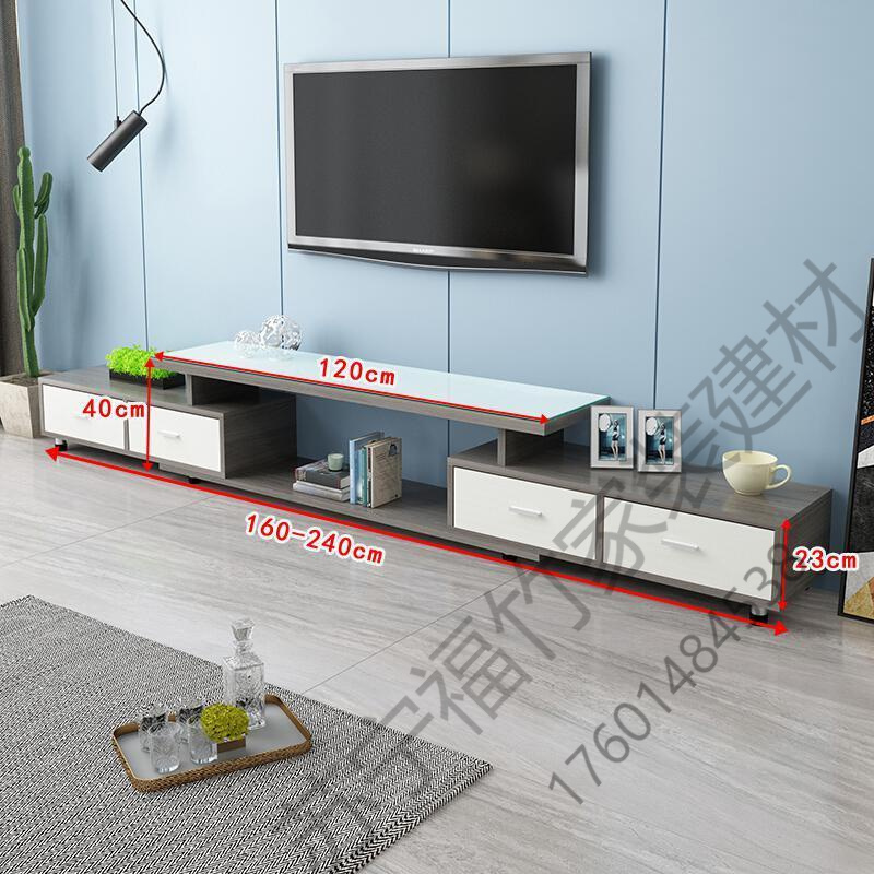 苏宁严选电视柜茶几组合简约现代钢化玻璃客厅家用伸缩地柜小户型电视