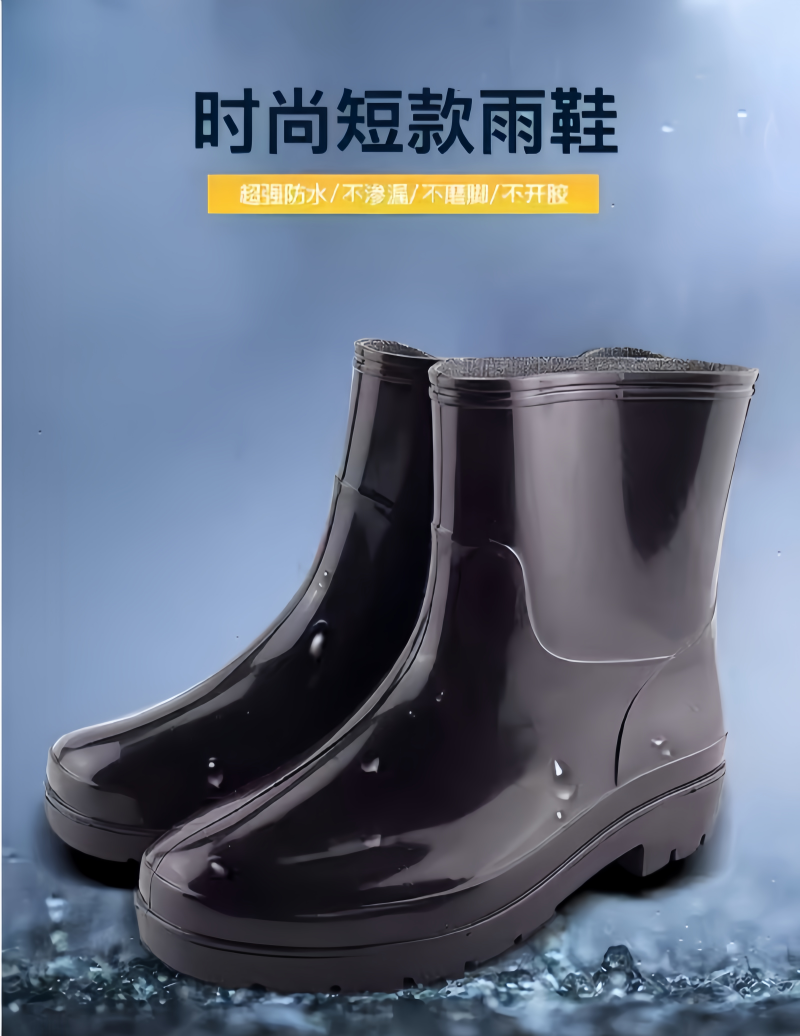 铁洋 黑色短筒防水雨鞋 TY-YX004 双高清大图