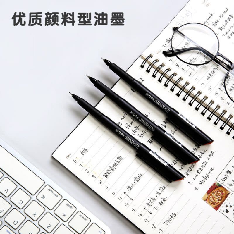 晨光拔盖中性笔办公会议MG2180黑(12支/盒)图片