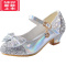 可莉允女童高跟鞋公主舞台演出皮鞋银色儿童礼服鞋小女孩模特走秀水晶鞋运动休闲鞋