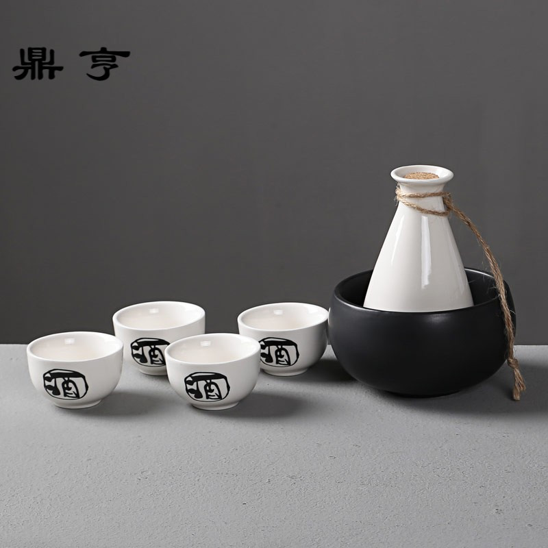 鼎亨陶瓷酒具套装日式清酒分酒器白酒暖热烫酒壶白酒烈酒杯黄酒温