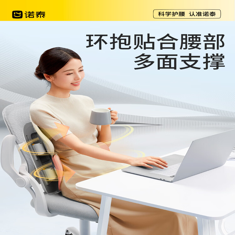 诺泰(nuotai)人体工学追背腰靠K09灰黑色靠垫腰椎间盘坐垫办公室护腰靠背垫久坐支撑腰垫送礼高清大图