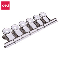 得力(deli)9523票夹大中小号圆形票夹不锈钢铁票夹小夹子 办公用品 大号(51mm/6个装) 6包