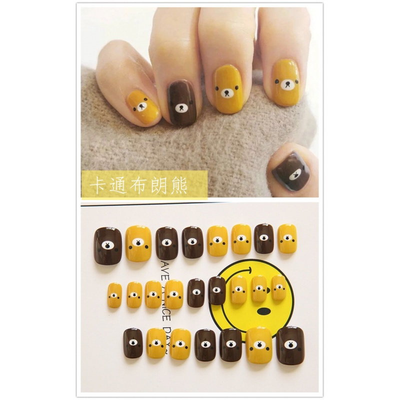 泊泉雅 Bioaoua 美甲工具假指甲贴片光疗美甲成品渐变跳色金箔款新娘甲孕妇甲片可穿戴甲24片卡通布朗熊送胶水 果胶 价格图片品牌报价 苏宁易购尼禄美妆护理专营店