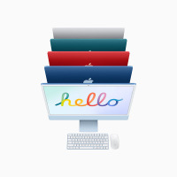 (发货时效详询客服)21年新款 Apple 苹果 iMac 24英寸 台式电脑 一体机 4.5K视网膜显示屏 M1芯片 六扬声器 16G 1T 8核图形处理器 (绿色)定制机