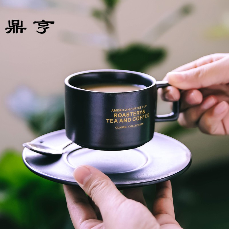 鼎亨意式浓缩下午茶杯欧美式小咖啡杯带碟勺套装家用猫屎咖啡陶瓷
