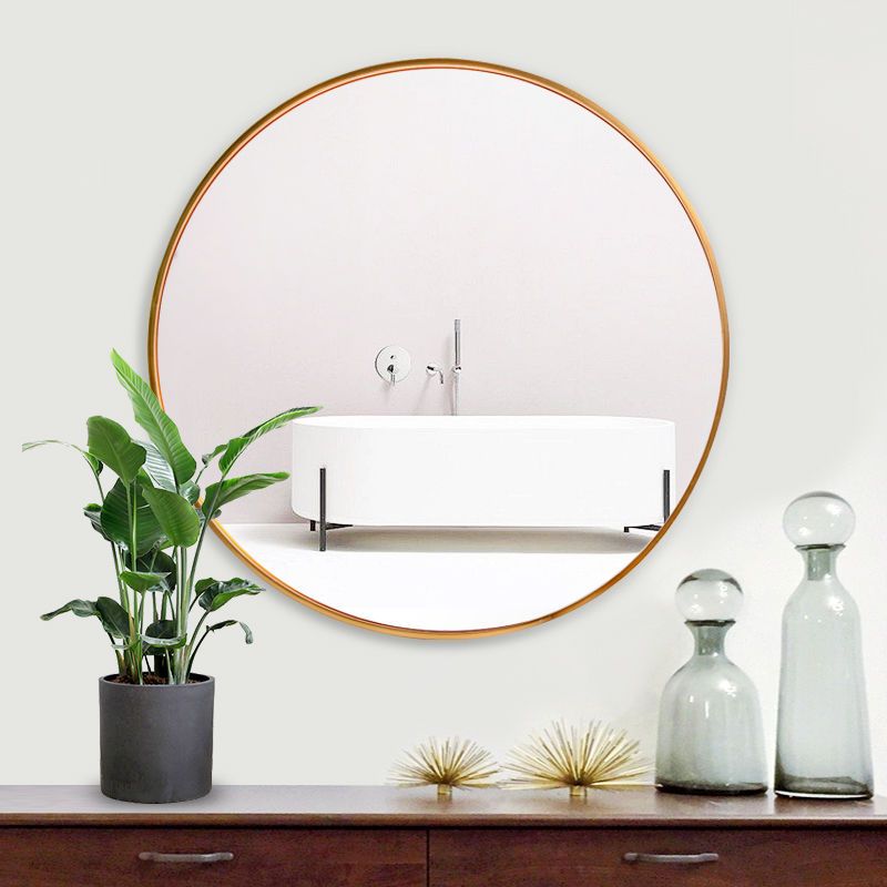 工匠时光铝合金边框镜子卫生间化妆镜欧式简约铝合金框浴室镜壁挂装饰