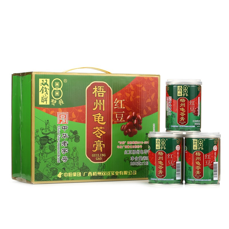双钱牌 红豆龟苓膏 中华老字号 双钱龟苓膏 250g *12罐 单位:件