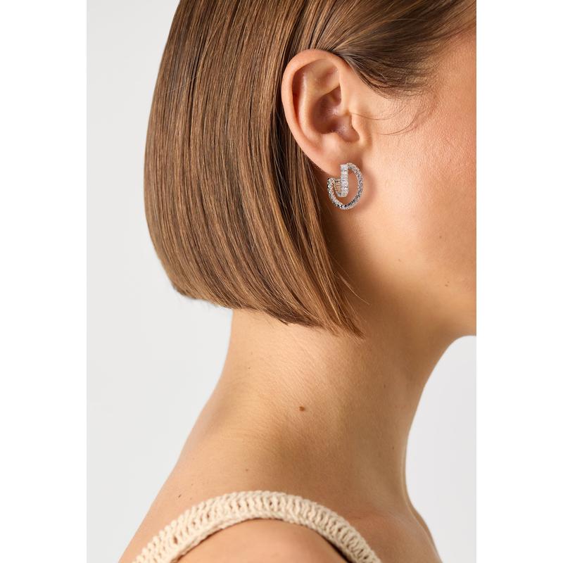 施华洛世奇(SWAROVSKI)白色简约耳饰闪亮施华洛世奇水晶纯银耳钉时尚百搭饰品