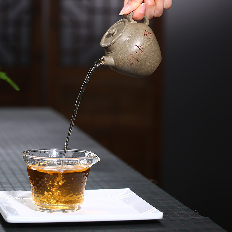 宜兴紫砂壶倪新安蟹壳青段泥致味壶小号茶壶茶具厂