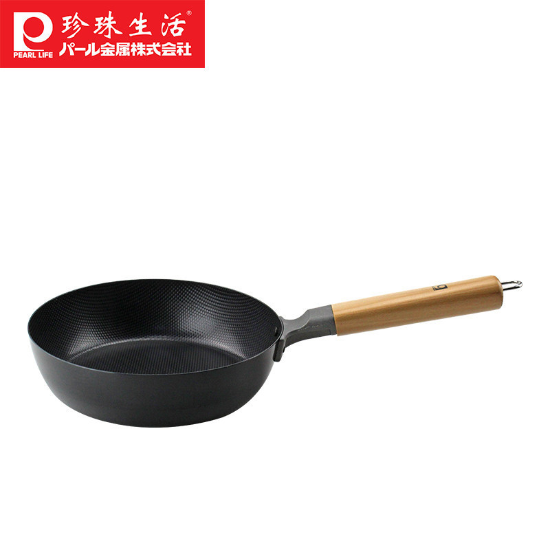 珍珠生活(PEARL LIFE)铁锅纯铁煎锅H-2515 日本进口无涂层凹凸不易粘平底铁锅煎锅 20cm
