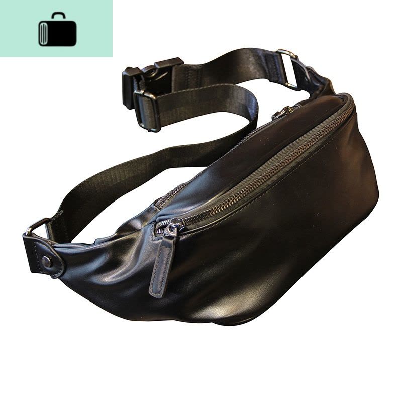 2020新款男士皮百搭胸包腰包简约轻便小背包男包单肩斜挎包潮牌NEW LAKE 黑色男士单肩包图片