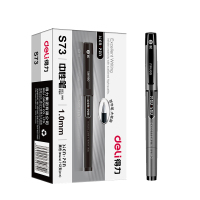 得力(deli) 1.0mm 子弹头 加粗中性笔 碳素水笔签字笔 S73 黑色 12只/盒 3盒 单位:组