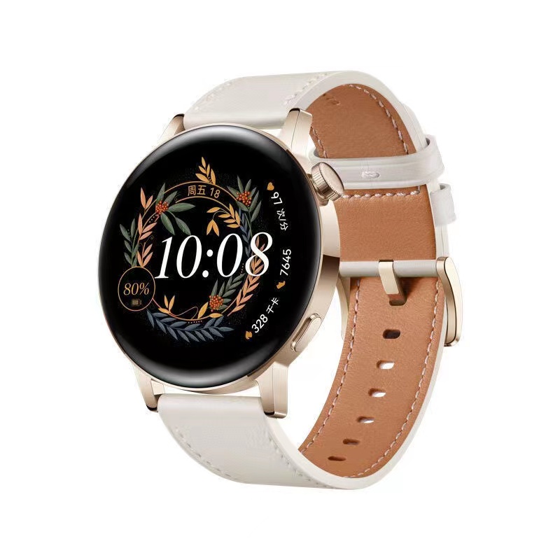 华为/HUAWEI WATCH GT3 42mm 智能手表 雅致款 白色真皮表带 一块高清大图